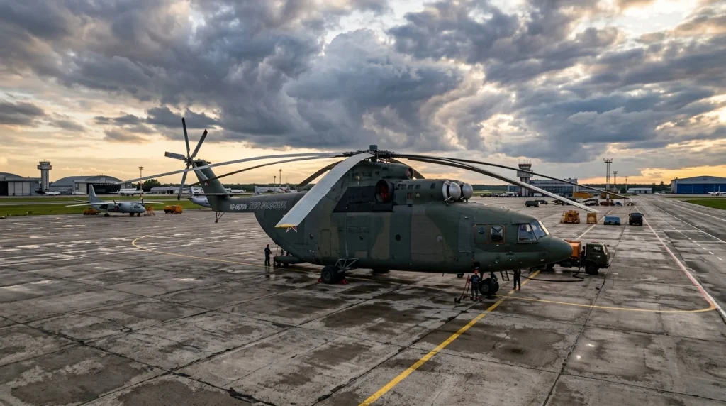 Mil Mi-26 the biggest operational heavy-lift helicopter in the world on tarmac